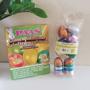 Golden Shimmer Egg Decorating Kit & Sparkly 12 Filler Eggs - Bundle BNIP